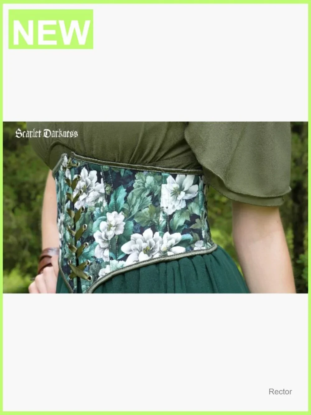 Floral Lace-Up Corset Belt, Zipper Back, Renaissance Medieval Pirate Costume